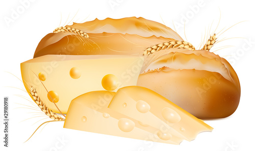 Vector bread with cheese.
