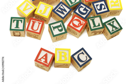 Cubes with letters isolated on white background