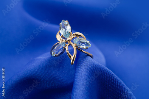 Elegant jewelry ring with jewel stone sapphire