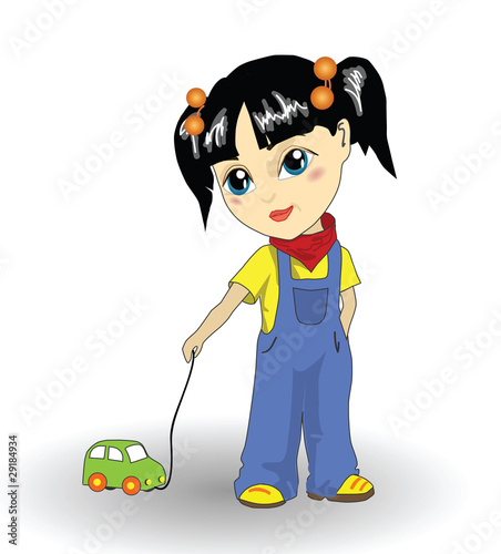 little gir with toy car