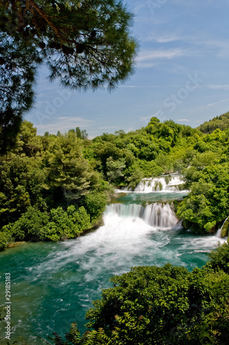 Fototapeta Naklejka Na Ścianę i Meble -  Landscape of a waterfall in Krka national park in Croatia