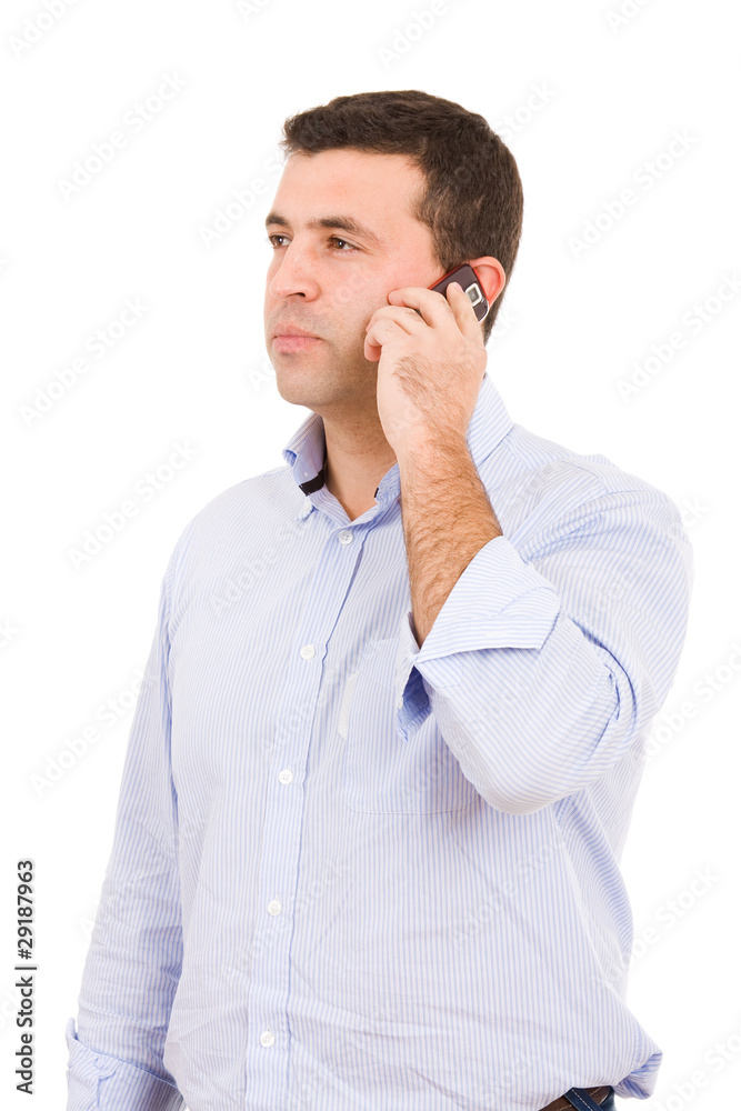 young casual man on the phone, isolated on white young casual man on the phone, isolated on white