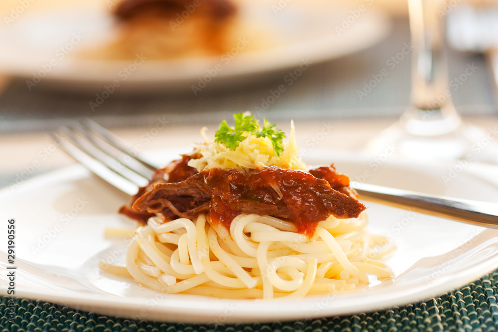 Spaghetti with beef and tomato sauce Spaghetti with beef and tomato sauce