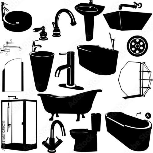 set of bathroom objects vector