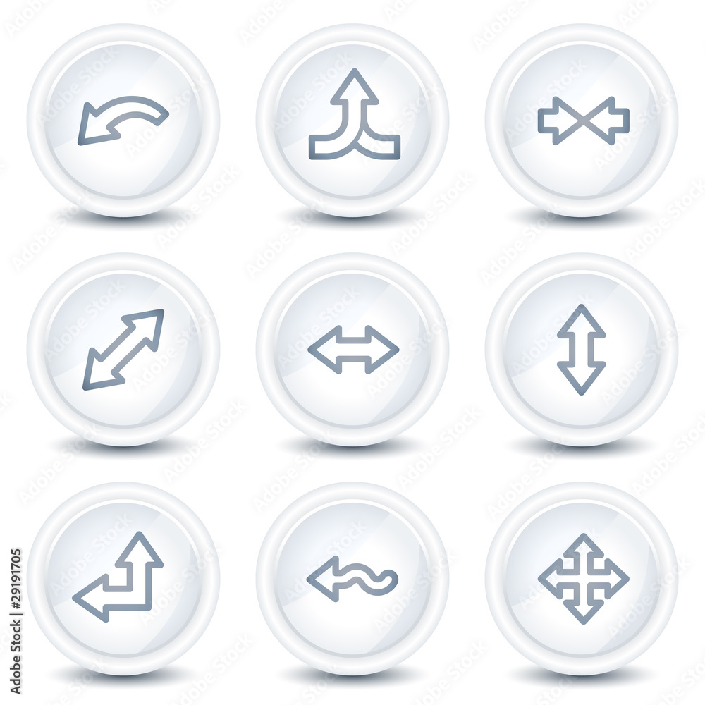 Arrows web icons set 2, white glossy circle buttons Arrows web icons set 2, white glossy circle buttons
