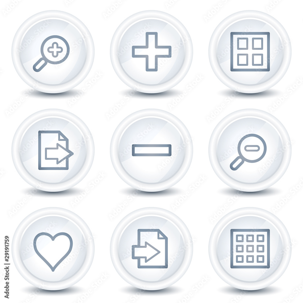 Image viewer web icons set 1, white glossy circle buttons Image viewer web icons set 1, white glossy circle buttons