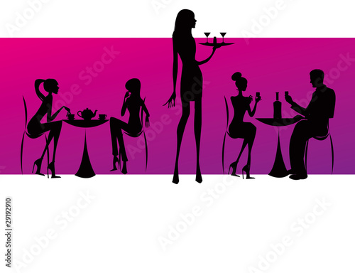 bar restaurant coffee women Illustration vector pink #29192910
