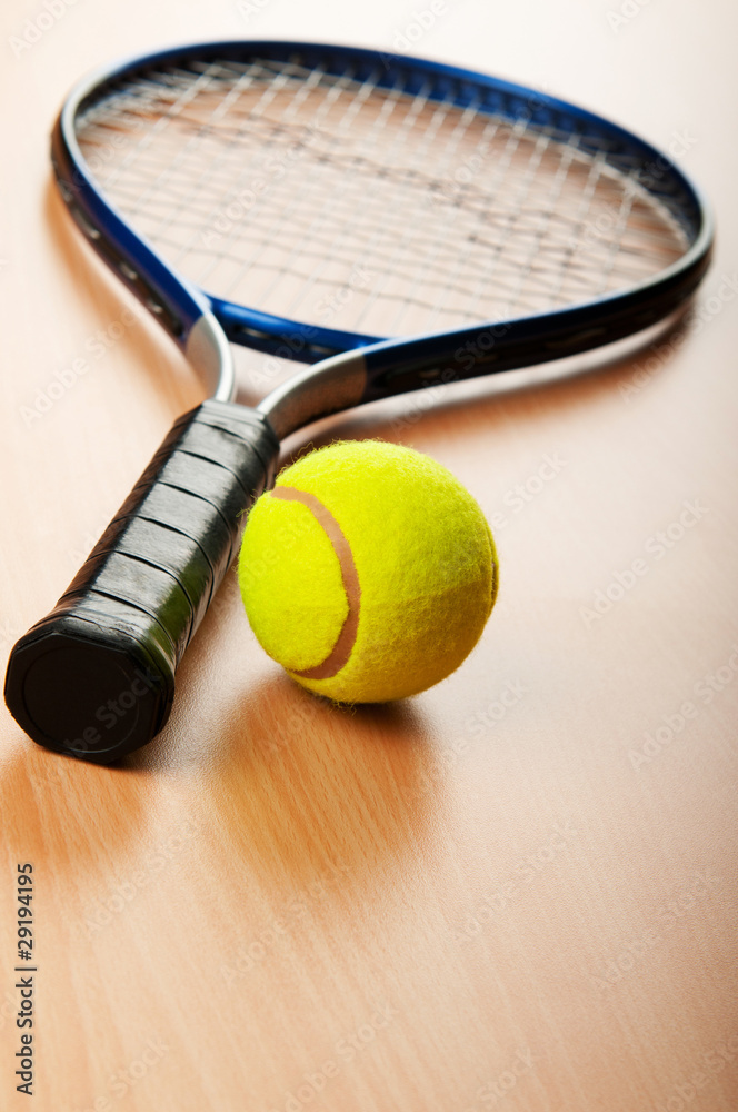 Tennis concept with balls and racket