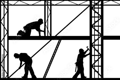 construction workers isolated on white
