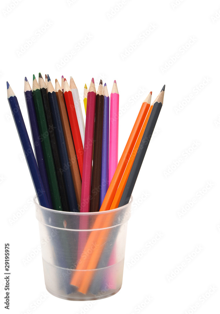 color pencils in glass