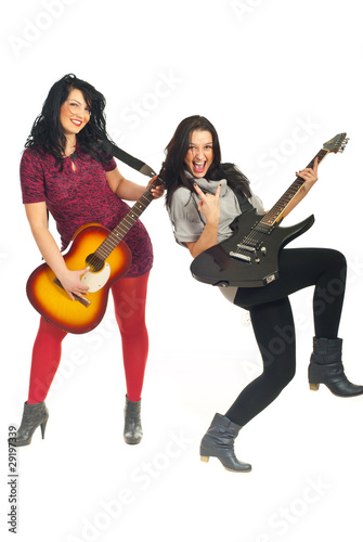 Rock stars band girls with guitars