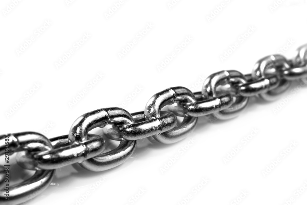 Links of a metal chain on a white background Links of a metal chain on a white background