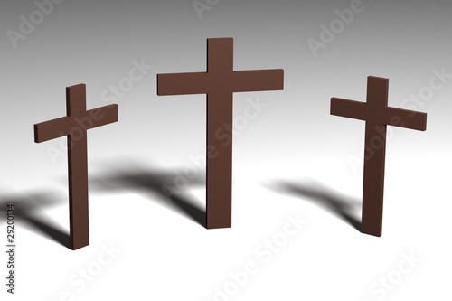 Three crosses on Calvary - 3d picture photo