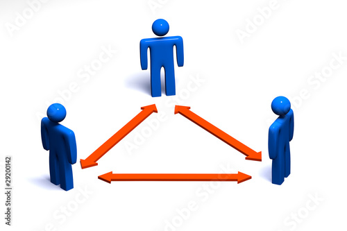 Connection between three people - conceptual picture