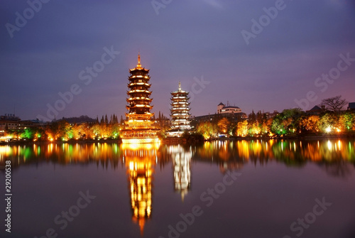 Tower in guilin at night