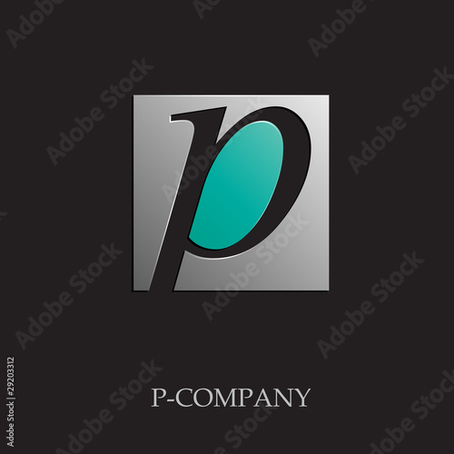 Logo initial letter P on black background # Vector