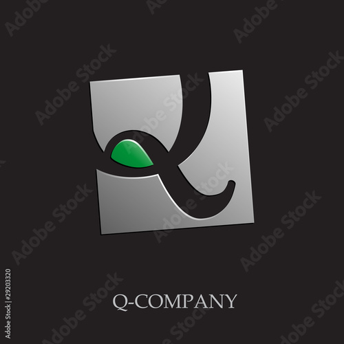 Logo initial letter Q on black background # Vector