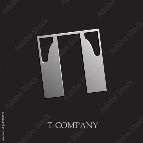 Logo initial letter T on black background # Vector
