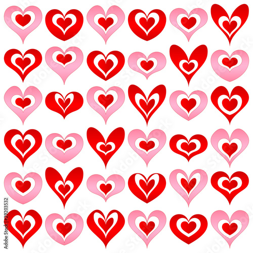 hearts set for wedding and valentine design