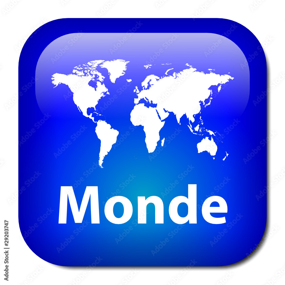 Bouton MONDE (global international web tour planète terre carte)