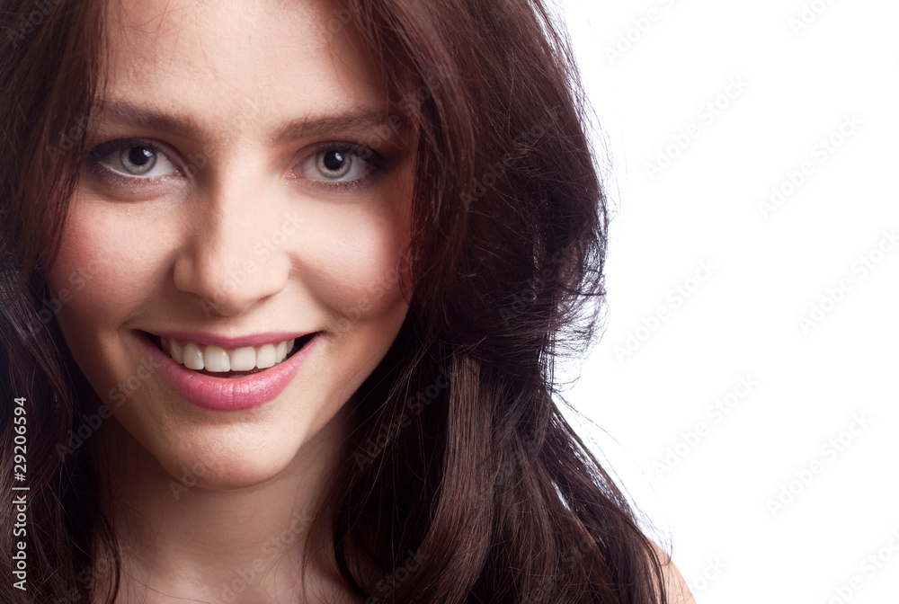 young beautiful happy woman on white background young beautiful happy woman on white background