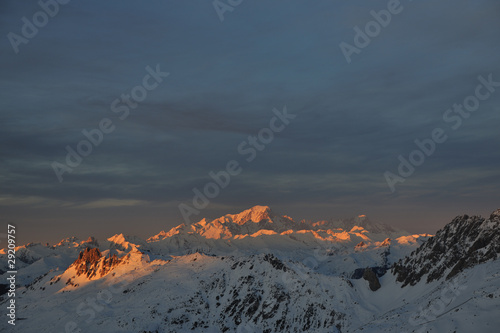 mountain snow sunset