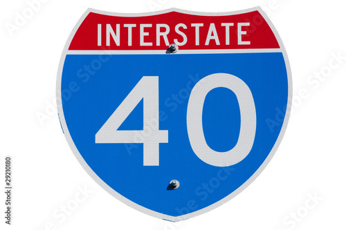 Cuadro en lienzo American Interstate I-40 sign on isolated background