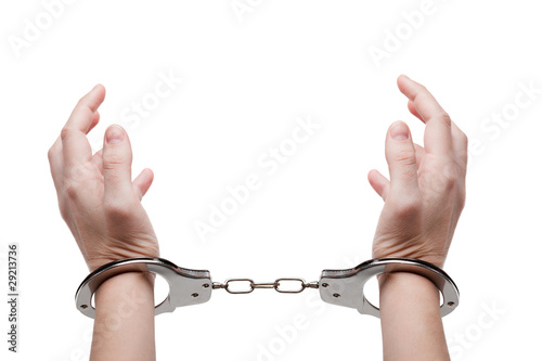 Handcuffs on hands