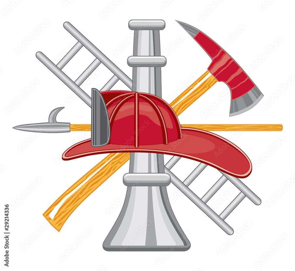 Obraz premium Firefighter Tools Logo