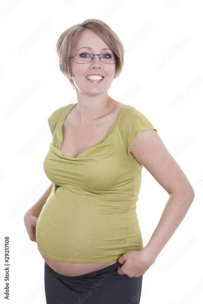 Pregnant pretty woman in studio over white background Pregnant pretty woman in studio over white background