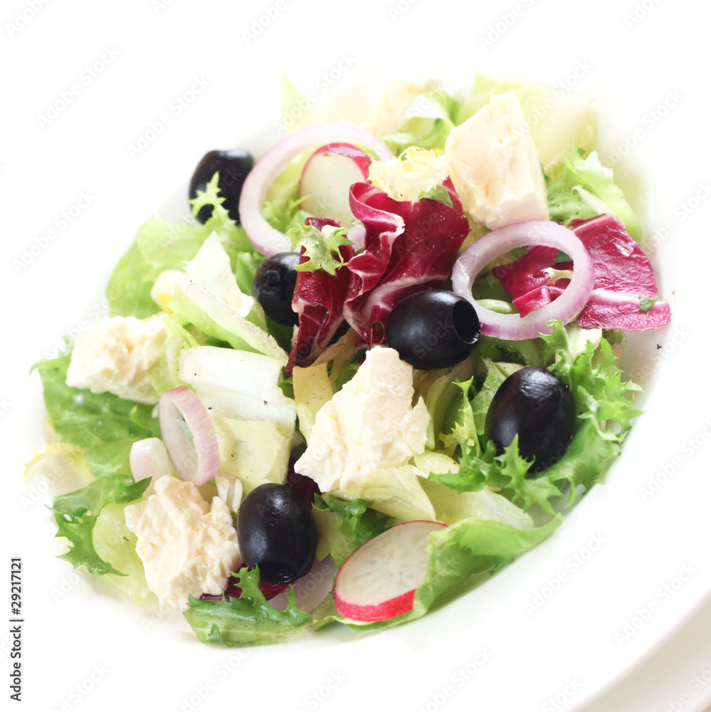 Green Salad with Feta and Black Olives Green Salad with Feta and Black Olives