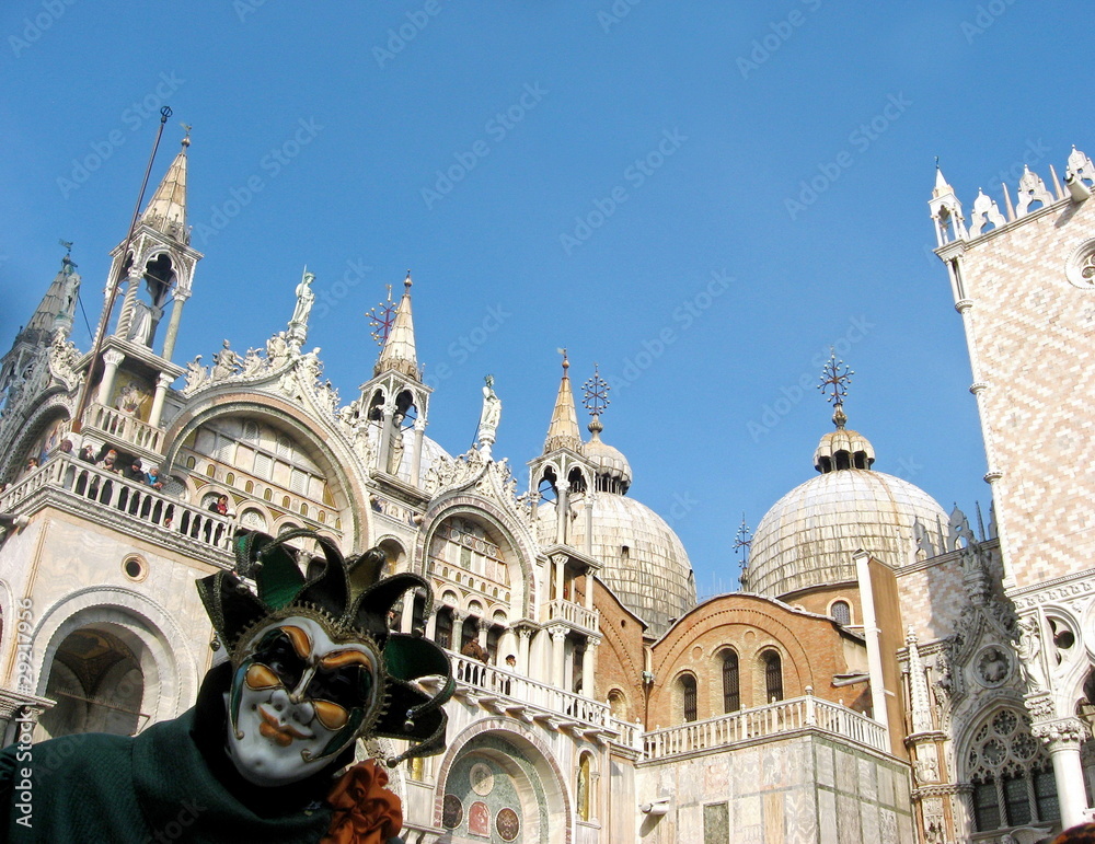Mask at Carnival in St. Mark Square in Venice