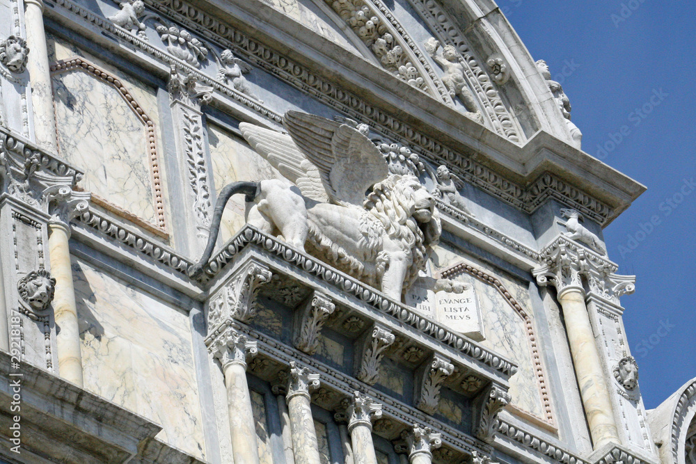 statue of the winged lion of San Marco in Venice