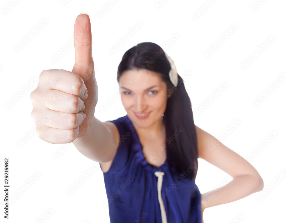 woman showing success sign isolated on white woman showing success sign isolated on white