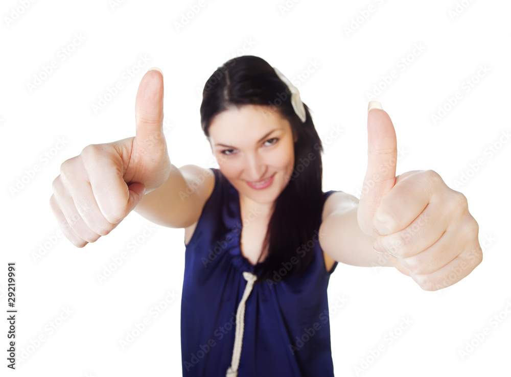 woman showing success sign isolated on white woman showing success sign isolated on white