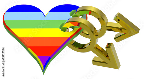 Canvastavla Gold gay sex symbol linked with rainbow heart