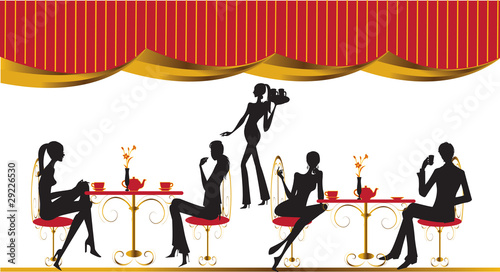 bar restaurant lounge coffee women Illustration vector