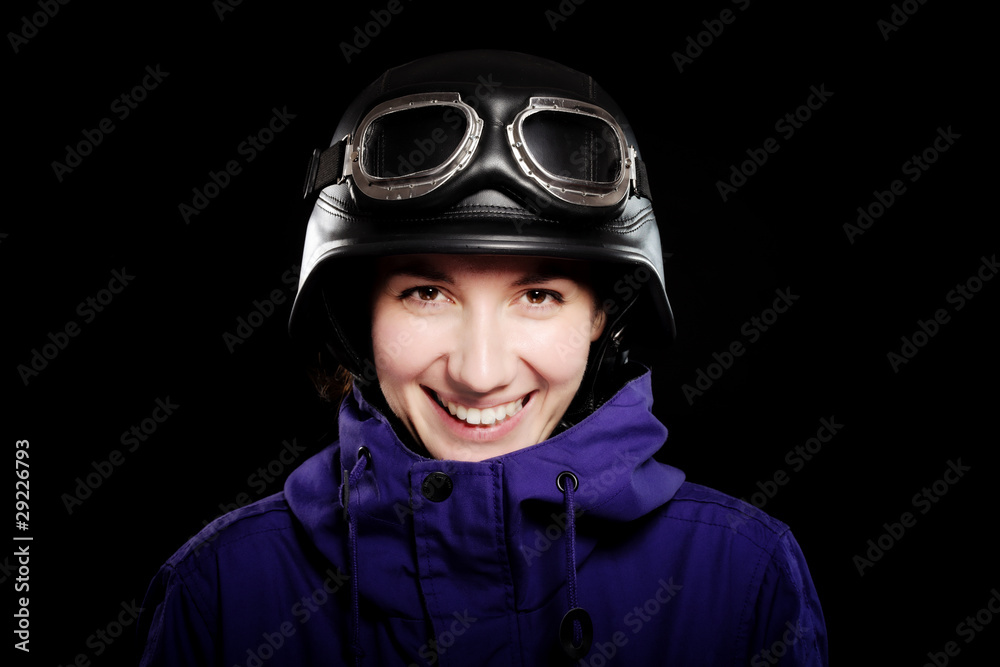girl with helmet and goggles girl with helmet and goggles