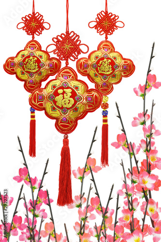 Chinese New Year traditional ornaments and plum blossom