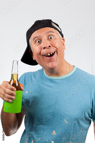 Funny looking middle age man with bad teeth