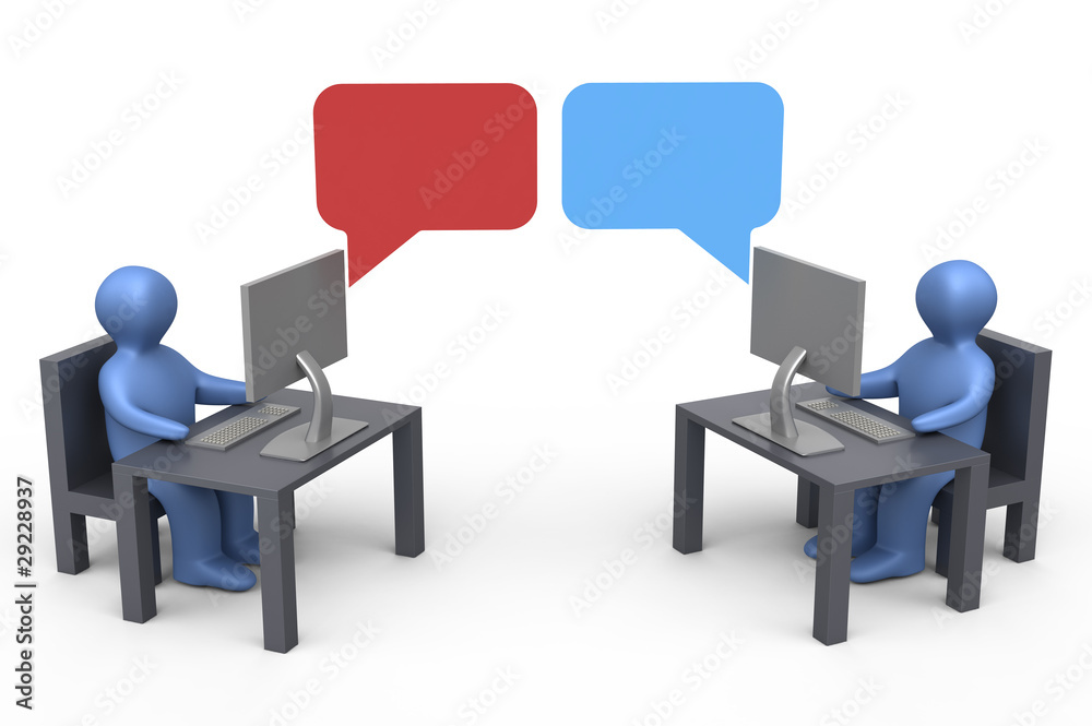 People chatting through the internet People chatting through the internet