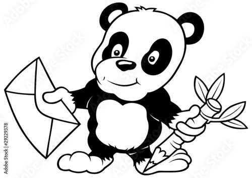 Panda and Letter - Black an...