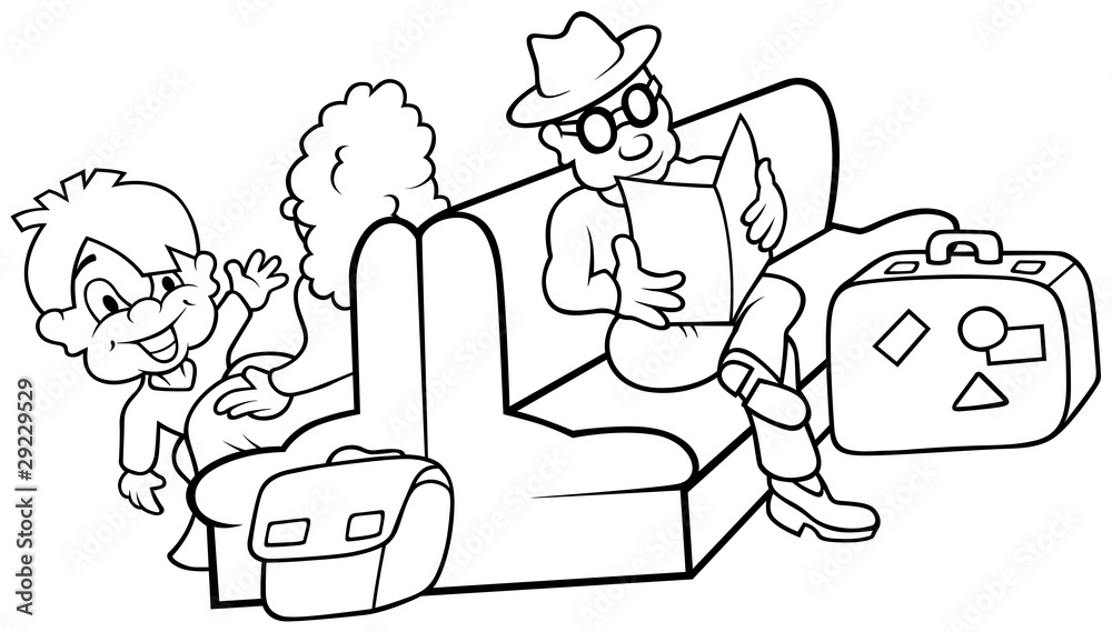 Waiting Room - Black and White Cartoon illustration Waiting Room - Black and White Cartoon illustration