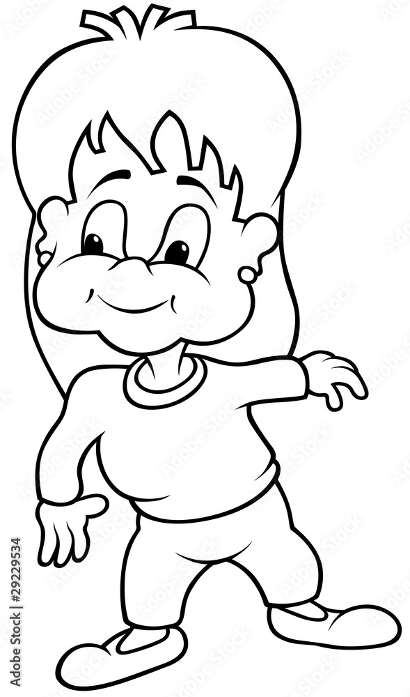 Fototapeta premium Girl Cousin - Black and White Cartoon illustration