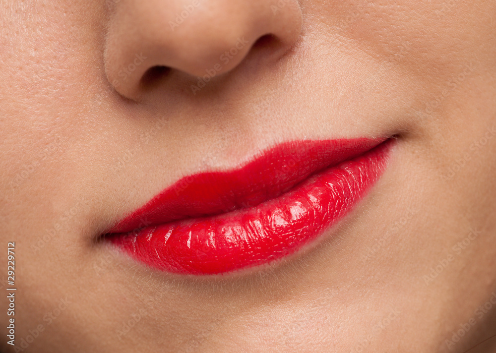 Fototapeta premium close-up red lips make up zone