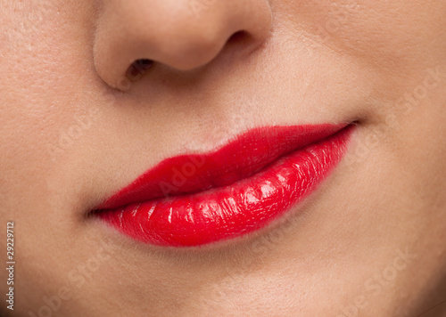close-up red lips make up zone