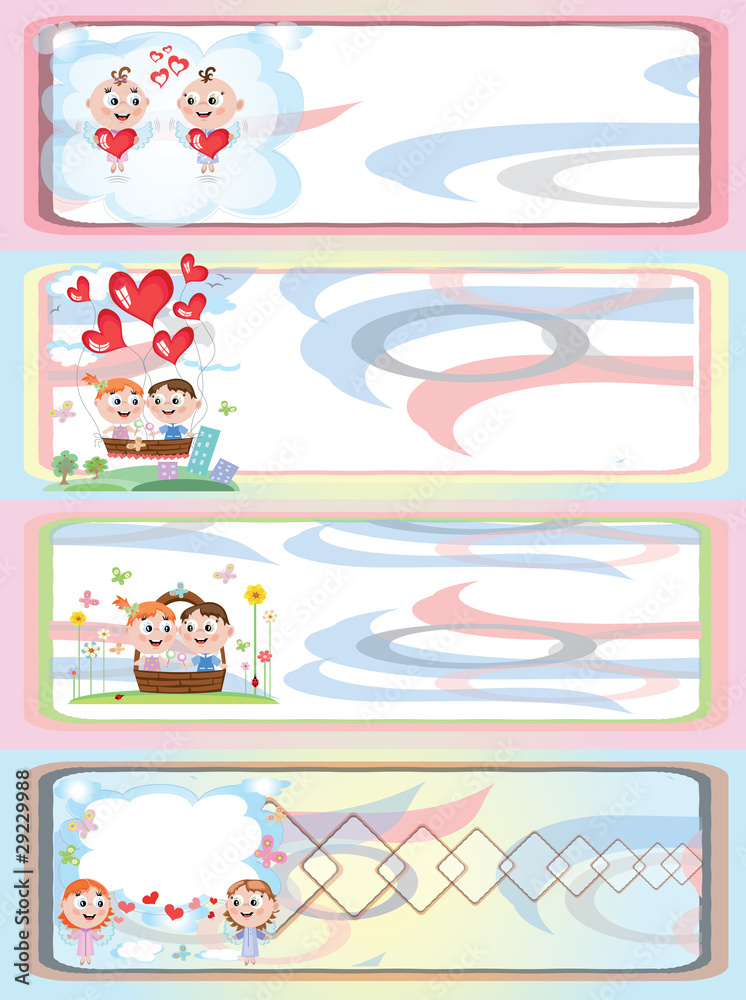 Banners with children ,CMYK Banners with children ,CMYK
