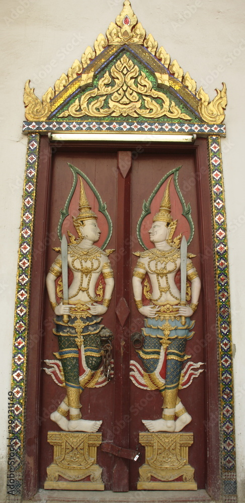 Fototapeta premium Angel art image temple doors Thai
