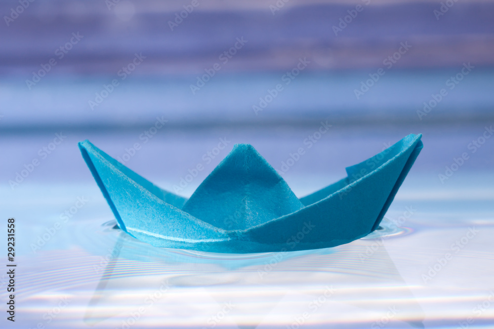 Blue paper boat