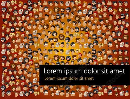 Background with hundreds of cartoon heads